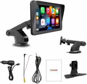 QIKtech Uniwersalny 7-calowy samochodowy radio wideo odtwarzacz bezprzewodowy dla Apple CarPlay Android Auto 7