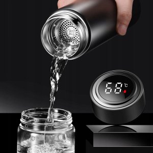 KUBEK TERMICZNY TERMOS LED 500ml NA KAWĘ HERBATĘ DOTYKOWY DO SAMOCHODU (czerwony) 8