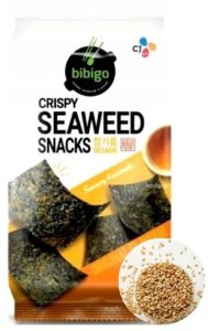 Nori snack koreańska przekąska chips z sezamem bibigo chrupiące prażone algi crispy seaweed 5g 1