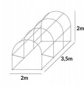 Tunel foliowy szklarnia 2x3,5m biały dodatkowe okno rury 25mm 7m2 13