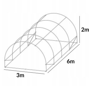 Tunel foliowy szklarnia 3x6m szary stelaż 25 mm 18m2 3