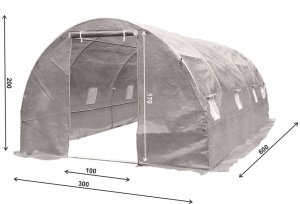 Tunel foliowy szklarnia 3x6m szary stelaż 25 mm 18m2 7