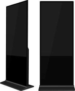 Schlanker Beschilderungstotem mit integriertem 55"-Display - 4K-Auflosung - nur 22,3 mm dick mit abgerundeten Kanten - Vollglasfront - professionelles Display ohne internen Mediaplayer - integrierte Lautsprecher - 1 x HDMI-Eingang - abschliessbarer in 1