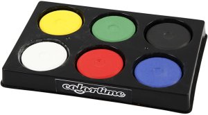 Vandfarver i palet med 6 primærfarver, Ø 44 mm på hver farveblok 2