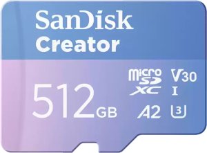 SanDisk Creator - Flash-Speicherkarte (microSDXC-an-SD-Adapter inbegriffen) - 512 GB - A2 / Video Class V30 / UHS-I U3 - microSDXC UHS-I 1