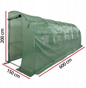 Tunel szklarniowy przyścienny 6x1,5m zielony 9m2 rurki 25 mm 2