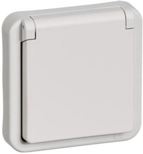 LAURITZ KNUDSEN Opus® 74 stikkontaktmed lampe2 polet med jordlysegrå 1
