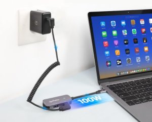 MANHATTAN USB-C 3-in-1 Konverter mit Power Delivery USB 3.2 Typ-C-Stecker auf HDMI 4K30Hz USB-A 5Gbit/s und USB-C PD 100W Alu Grau 9