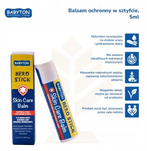 Babyton, Balsam do pielęgnacji skóry w sztyfcie, bezpieczny od narodzin, Hero Stick, 5 ml 7