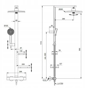 Ideal Standard Alu+ brusesystem m/term. Ø260 mm, Silver 6