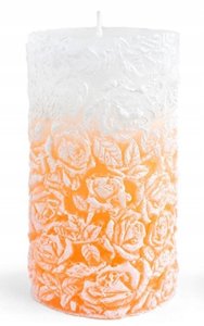 Świeca walec mały 8x10cm RÓŻANA pomarańczowa parafinowa 1