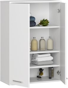 Szafka wisząca łazienkowa FIN 64 cm 2 drzwi 4 półki pojemna - biała 2
