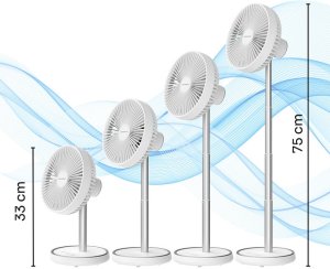 Wentylator Tristar Wentylator Stojący USB LiftGo Bezprzewodowy 15h Regulacja 34-75cm Oscylacja 5