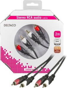 DELTACO - Audiokabel - RCA (han) til RCA (han) - 2 m 1
