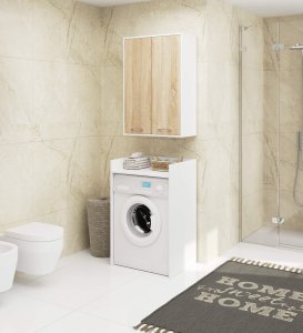 Szafka wisząca łazienkowa FIN 64 cm 2 drzwi 4 półki pojemna - biała sonoma 4