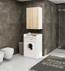 Szafka wisząca łazienkowa FIN 64 cm 2 drzwi 4 półki pojemna - biała sonoma 5