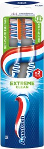 AQUAFRESH Szczoteczka do zębów Extreme Clean - medium(średnia) DUO 2 sztuki 1
