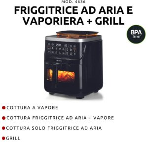 Frytkownica beztłuszczowa Ariete 4636/00 Pojedyńczy 7 l Autonomiczny 1700 W Frytkownica na gorące powietrze Czarny 2