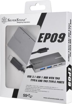 HUB USB SilverStone 2x USB-C  + 2x USB-A 3.1 Gen1 (SST-EP09C) 5