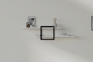 Sieninė lentyna Asir, 120x30x18 cm, balta/juoda 2