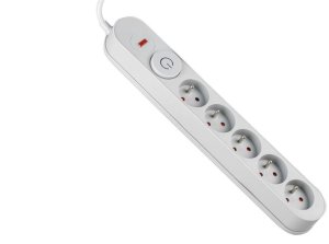 Listwa zasilająca z układem przeciwprzepięciowym,1,5m 5 gniazd, włącznik szara VA0246-1,5 VAYOX 1