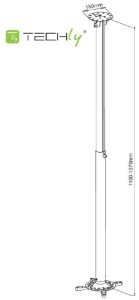 Uchwyt do projektorów Techly Ramię 110-190 cm, sufitowe, srebrne (301597) 3
