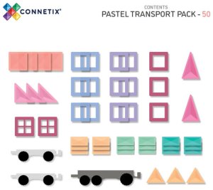 CONNETIX Pastel Transport Pack 50 el klocki magnetyczne samochody 3+ 1