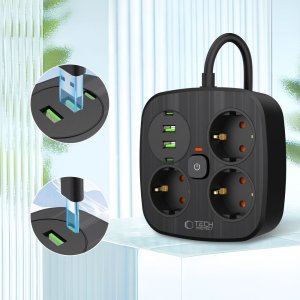 TECH-PROTECT PCS3X4 POWER STRIP 2 USB & 2 TYPE-C & 3 SOCKET 200CM BLACK 3
