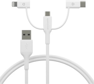 Kabel USB dbramante USB-A - USB-C + microUSB + Lightning 1 m Biały (CBX3A3WH7176) 2