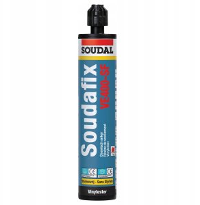 SOUDAL Soudafix VE400-SF 280ml er en styrenfri 2-komponent forankringsmasse til fastgørelse af gevindstænger i beton, mur, gips mv. 1