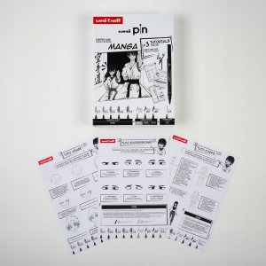 Uni Pin Manga Collection Box - Gaveæske med øvelser ( indeholder 8x uni pin + 1 pencil 0,5mm) 3