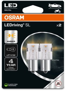 Osram LED Pære Gul PY21W - Sæt. 1