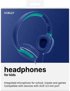 Słuchawki Celly KidsBeat 2 z ograniczeniem głośności max 85dB złącze 3,5mm Niebieskie (KIDSBEAT2BL) 4