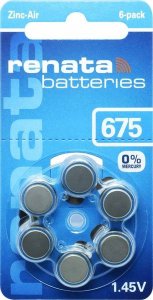 Renata Knopfzelle ZA 675 Zink-Luft PR44 Hörgerätebatterie 660 mAh 1.4 V 6 St. (ZA675.DP6 0HG) 1