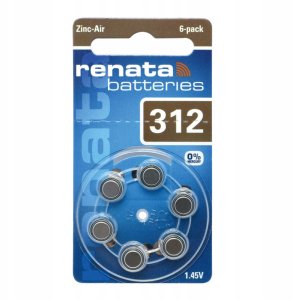 Renata Knopfzelle ZA 312 Zink-Luft PR41 Hörgerätebatterie 165 mAh 1.4 V 6 St. (ZA312.DP6 0HG) 1