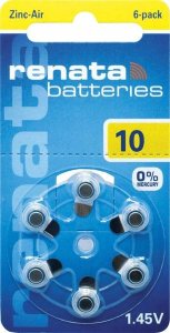 Renata Knopfzelle ZA 10 Zink-Luft PR70 Hörgerätebatterie 105 mAh 1.4 V 6 St. (ZA10.DP6 0HG) 1