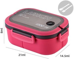 Śniadaniówka LUNCH BOX ze sztućcami 21 x 14,5 x 8cm fuksja PJM44F 1