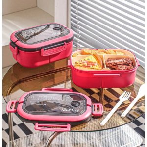 Hedo Śniadaniówka lunch box ze sztućcami 21 x 14,5 x 8cm fuksja PJM44F 3
