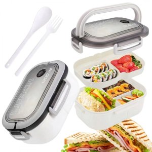 Śniadaniówka LUNCH BOX ze sztućcami 21 x 14,5 x 8cm biały PJM44B 1