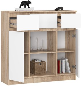 KOMODA K100 2D 3SZ 1P PK DĄB SONOMA / BIAŁY 2