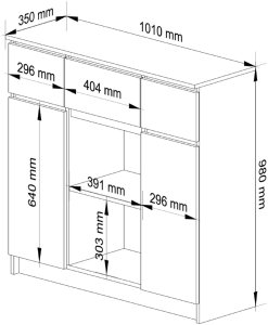KOMODA K100 2D 3SZ 1P PK DĄB SONOMA / BIAŁY 3