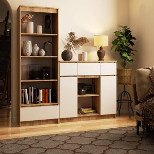 KOMODA K100 2D 3SZ 1P PK DĄB SONOMA / BIAŁY 6