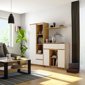 KOMODA K100 2D 3SZ 1P PK DĄB SONOMA / BIAŁY 7