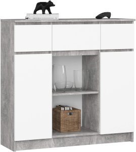 KOMODA K100 2D 3SZ 1P PK BETON / BIAŁY 1