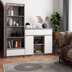 KOMODA K100 2D 3SZ 1P PK BETON / BIAŁY 5