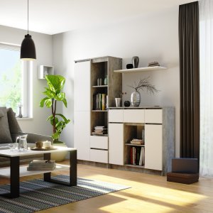 KOMODA K100 2D 3SZ 1P PK BETON / BIAŁY 6