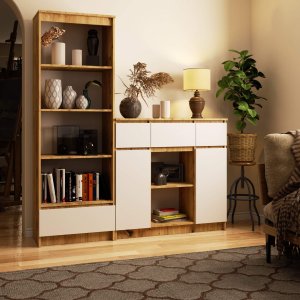 KOMODA K100 2D 3SZ 1P PK DĄB ARTISAN / BIAŁY 6