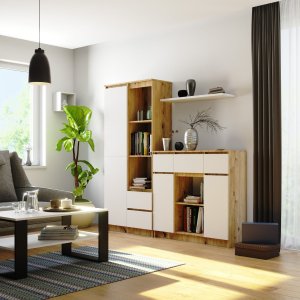 KOMODA K100 2D 3SZ 1P PK DĄB ARTISAN / BIAŁY 7