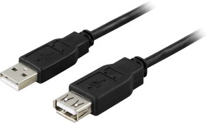 DELTACO USB2-101S - USB forlængerkabel - USB (hun) til USB (han) - USB 2.0 - 10 cm - sort 1