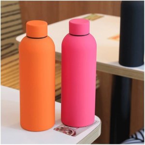 Bidon, butelka termiczna 500ML, stal nierdzewna z powłoką SOFT TOUCH fuksja BD46F 5